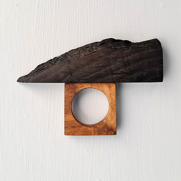 Wooden ring, black ring, live edge wood, bog oak wood, natural wood 4