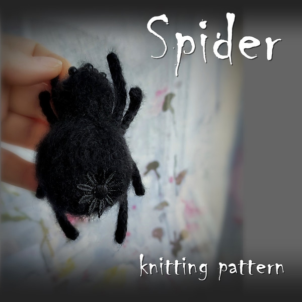 Spider knitting pattern, cute Halloween toy, holiday decor, spider brooch, kids pin, badge tutorial, amigurumi guide DIY 1.jpg
