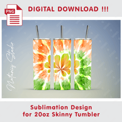 Autumn Tie Dye Template - Seamless Sublimation Pattern - 20oz SKINNY TUMBLER - Full Tumbler Wrap