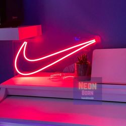 swoosh neon sign sport logo light wall art bedroom