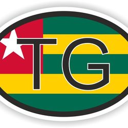 togo country code oval sticker with flag for bumper laptop book fridge motorcycle helmet door tool box locker pc