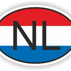 the netherlands nl country code oval sticker with flag for bumper laptop book fridge motorcycle helmet toolbox door hard
