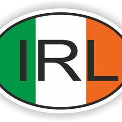 ireland irl country code oval sticker with flag for bumper laptop book fridge motorcycle helmet toolbox door hard hat to