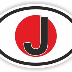 japan country code oval sticker with flag for bumper laptop book fridge motorcycle helmet door tool box locker pc