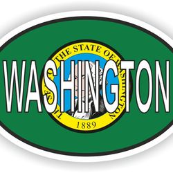 washington country code oval sticker with flag for bumper laptop book fridge motorcycle helmet door tool