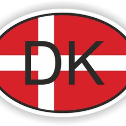 denmark country code oval sticker with flag for bumper laptop book fridge motorcycle helmet door tool box