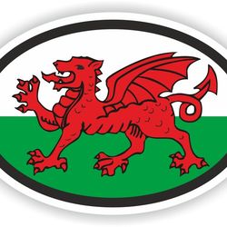 wales oval sticker with flag for bumper laptop book fridge motorcycle helmet door