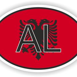 albania country code oval sticker with flag for bumper laptop book fridge motorcycle helmet toolbox
