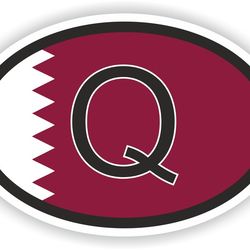 qatar country code oval sticker with flag for bumper laptop book fridge motorcycle helmet door