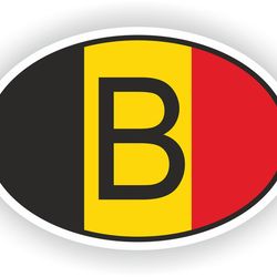 belgium b country code oval sticker with flag for bumper laptop book fridge motorcycle helmet