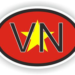 vietnam country code oval sticker with flag for bumper laptop book fridge motorcycle helmet