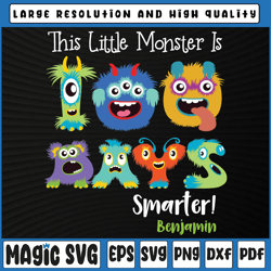 personalized monster 100 days of school kids png - 100 days smarter monsters, 100th day of school, digital download