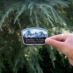 grand tetons national park sticker waterproof vinyl sticker, uv resistant decal