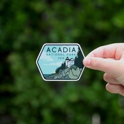 acadia national park stcker, waterproof vinyl sticker, uv resistant decal - for national park visitors