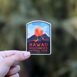 hawaii volcanoes national park sticker waterproof vinyl sticker, uv resistant decal
