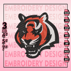 Cincinnati Bengals Embroidery Files, NFL Logo Embroidery Designs, NFL Bengals, NFL Machine Embroidery Designs