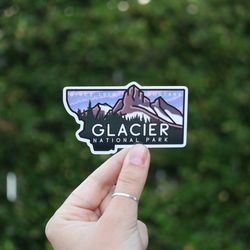 glacier national park sticker waterproof vinyl sticker, uv resistant decal