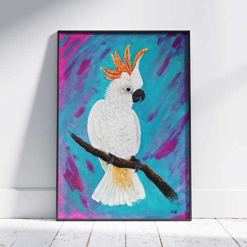 Cockatoo - original oil painting on canvas, parrot painting