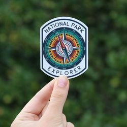 national park explorer sticker waterproof vinyl sticker, uv resistant decal