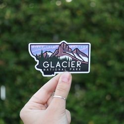 glacier national park sticker waterproof vinyl sticker, uv resistant decal