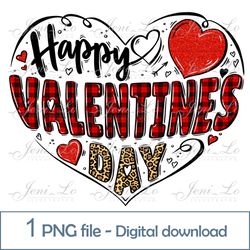 Happy valentines day 1 PNG file Valentines Day clipart Red Heart for Sublimation Buffalo plaid design Digital Download