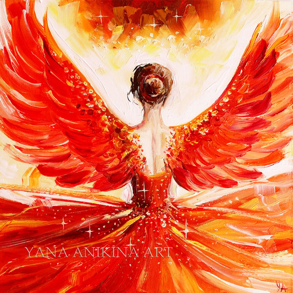 Woman Phoenix Phoenix Goddess Oil Painting Woman Phoenix Art Original - Inspire Uplift