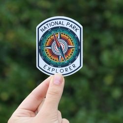 national park explorer sticker - waterproof vinyl sticker, uv resistant decal