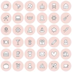 165 lifestyle instagram highlight covers. Pale pink social media icons.