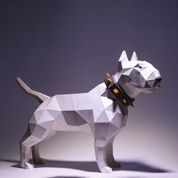 Bull Terrier Dog Paper Craft, Digital Template, Origami, PDF Download DIY, Low Poly, Trophy, Sculpture, Bull Terrier Dog