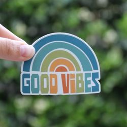 good vibes waterproof vinyl sticker, uv resistant decal