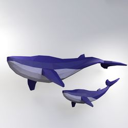 Whale Model, Low Poly Whale, Whale sculpture, Create Your Own 3D Papercraft Whale , Origami Whale, Blue Whale, Wall hang