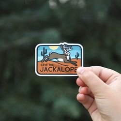 save the jackalope sticker | cryptozoology decal | funny cryptid stickers for water bottles, laptops and car windows