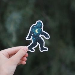 bigfoot night sky sticker | waterproof, uv resistant, vinyl decal | for the sasquatch tracker and hunter
