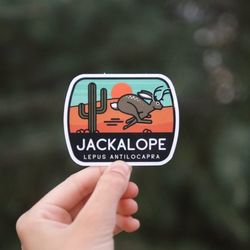jackalope lepus antilocapra sticker | latin cryptozoology decal | waterproof uv coated cryptid stickers for outdoor or i