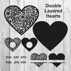 Floral Lace Hearts SVG Bundle, Heart Monogram Frame Templates for Laser, Paper, Vinyl Cut, Silhouette Cameo, Cricut