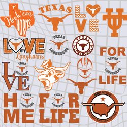 texas longhorns svg, texas longhorns baseball teams bundle svg, texas longhorns ncaa teams svg, png, dxf