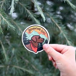 adventure dog  waterproof vinyl sticker, uv resistant decal