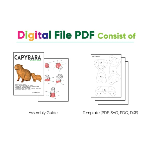 Capybaras Paper Craft, Digital Template, Origami, PDF Downlo Inspire