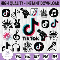20 tiktok logo svg bundle, peace love tiktok svg, tiktok birthday svg, tiktok family svg, sports logo instant download
