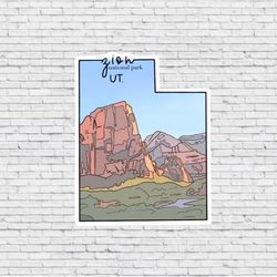 zion national park, utah design magnet / vinyl waterproof sticker
