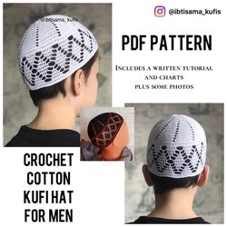 crochet kufi hat unisex PDF pattern