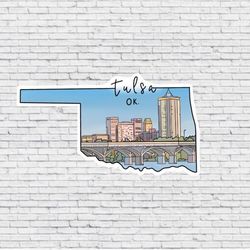 tulsa, oklahoma design magnet / vinyl waterproof sticker