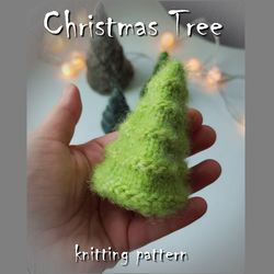 Christmas tree knitting pattern, easy pattern for holiday, knitted tree, Xmas decor, home decoration, knitting tutorials