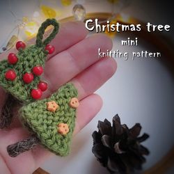 Christmas tree knitting pattern, cute Xmas brooch, knitted tree, Xmas decor, home decoration, knitting tutorials, ebook
