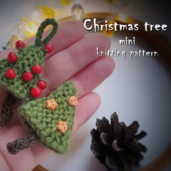 Christmas tree knitting pattern, cute Xmas brooch, knitted tree, Xmas decor, home decoration, knitting tutorials, ebook 1.jpg