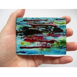Original Painting ACEO Abstract 3D Stained Glass Miniature Contemporary Artwork