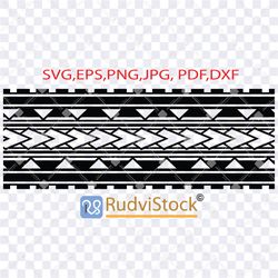 Polynesian tattoo line tribal pattern. Polynesian Band Tattoo, Svg Cut File, Instant Download Digital Files.