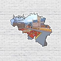 brussels, belgium design magnet / vinyl waterproof sticker