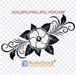 Tattoo svg. Polynesian flowers tattoo design / Samoan floral flowers tribal tattoo design