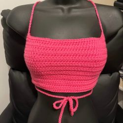 Fuchsia crochet Top, Summer crochet Top, Pink Crocheted Top,  Rainbow top, Crochet top